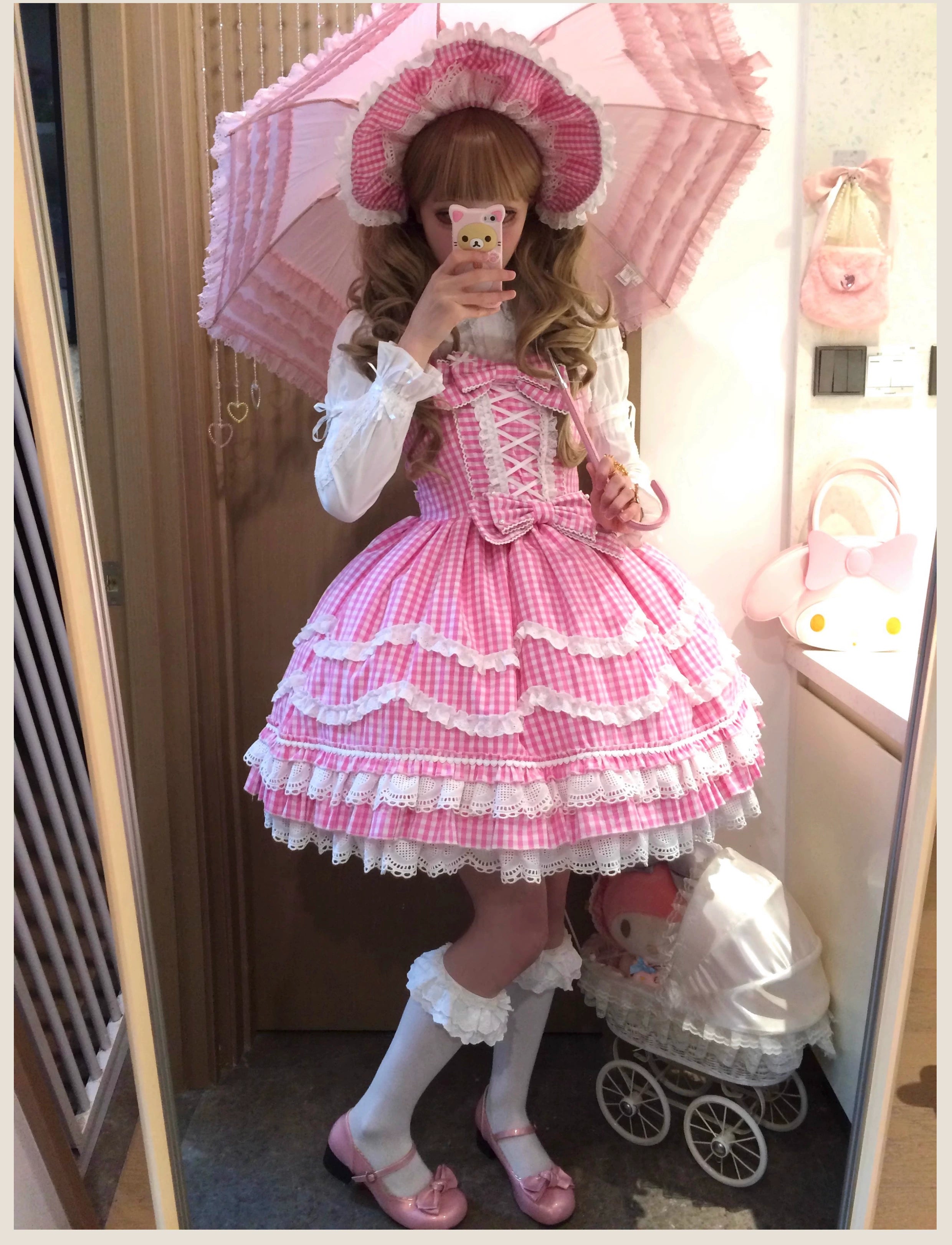 TaTaTa Lolita - Plaid Baileys - Old School Lolita Pink Plaid JSK 43380:774646