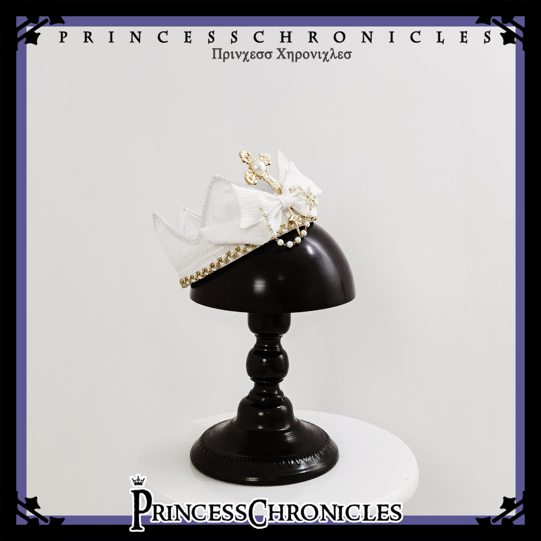 Princess Chronicles~Rabbit Hunting White Moonlight~Retro Lolita Crown Prince Accessories White crown  