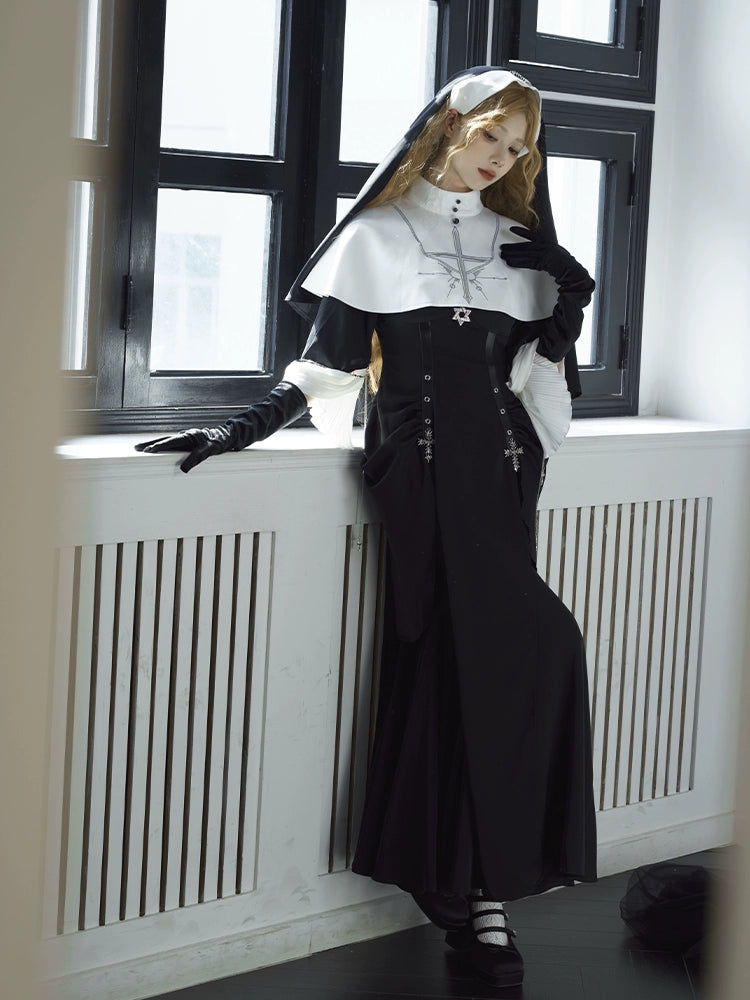 CHUNLV LOLITA~Night Cathedral~Halloween Nun Lolita OP Suit Gothic Dress Set 41430:697032