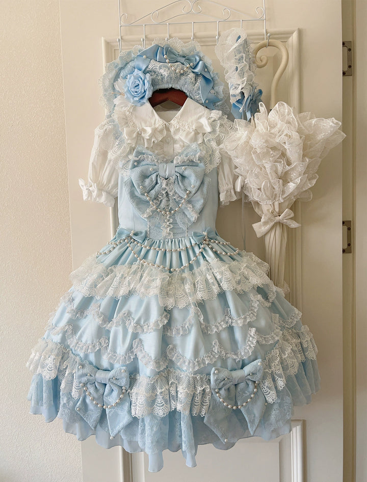 Mengfuzi~Showa Doll~Old School Lolita JSK Dress Tiered Skirt