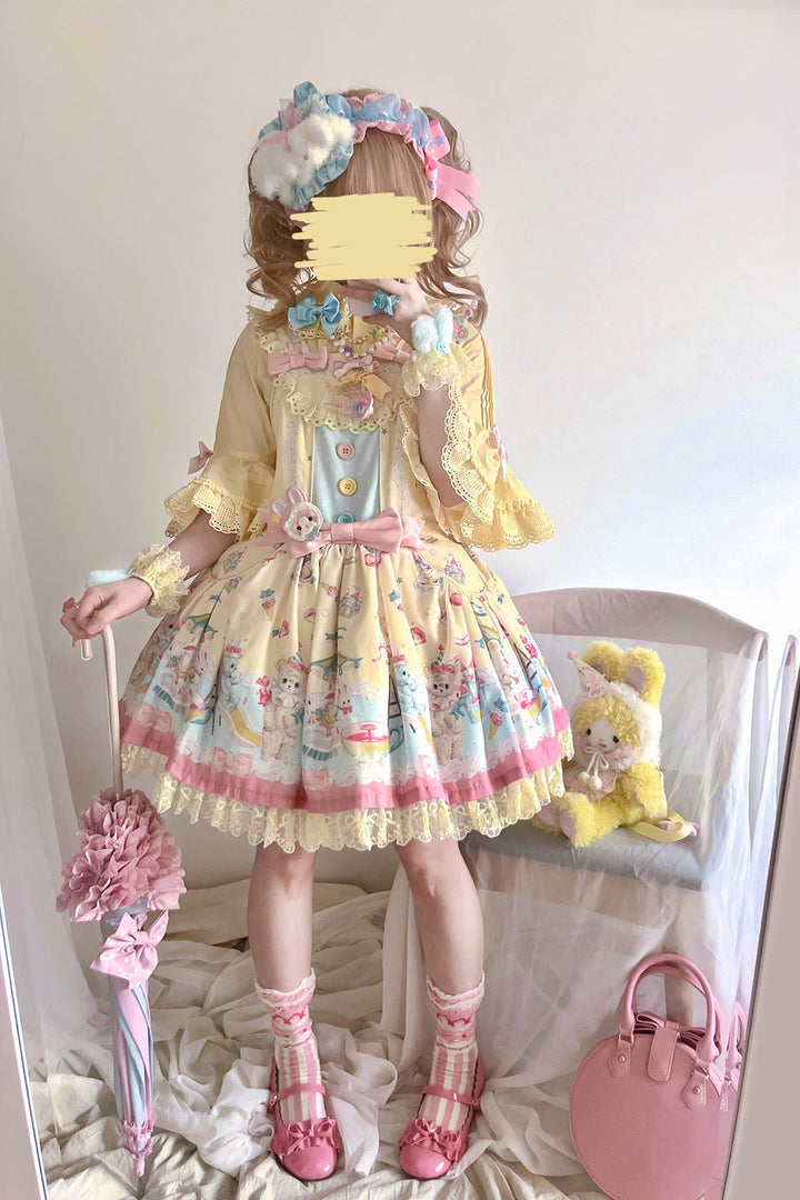 Vcastle~Sweet Crepes~Sweet Lolita Shirt with Princess Sleeves and Bow Chain