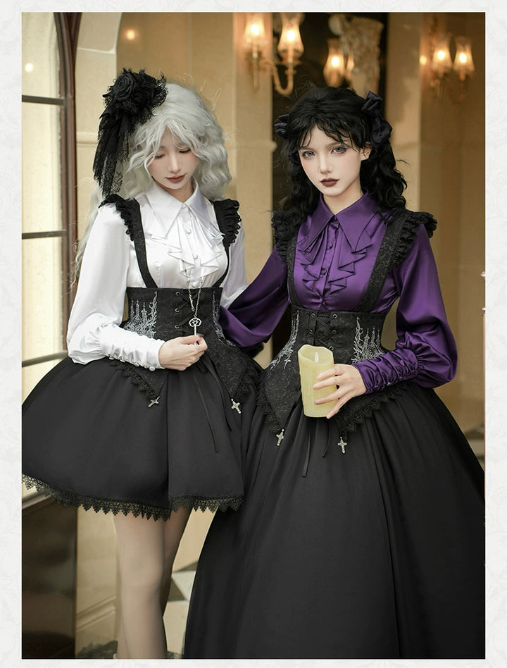 With PUJI~Thorny Night~Gothic Lolita Bust-supporting Skirt With Removable&Adjustable Strap