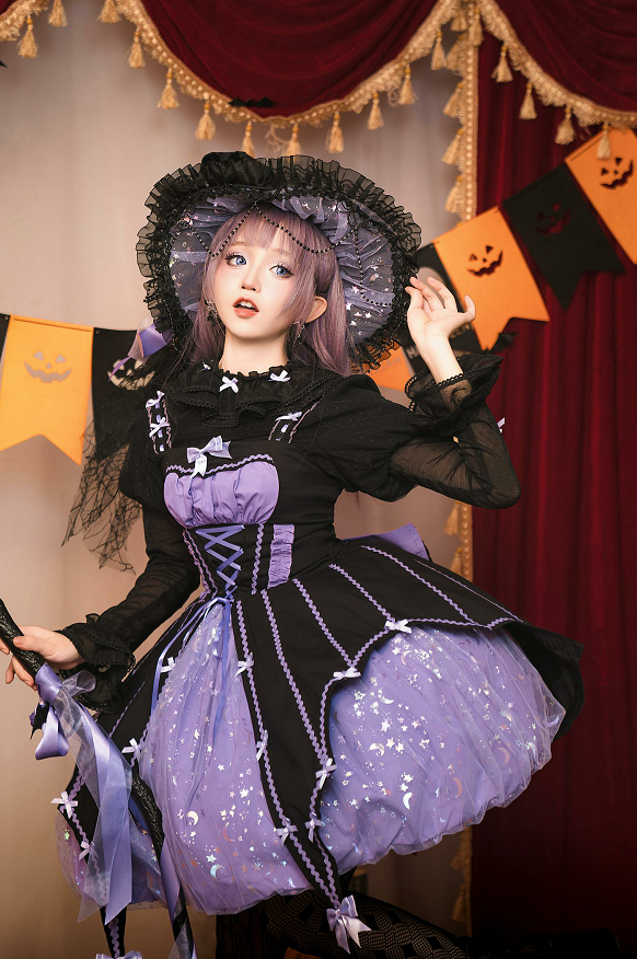 Lemon Honey~Halloween Gothic Lolita Jumper Dress Pumpkin Skirt Dress   