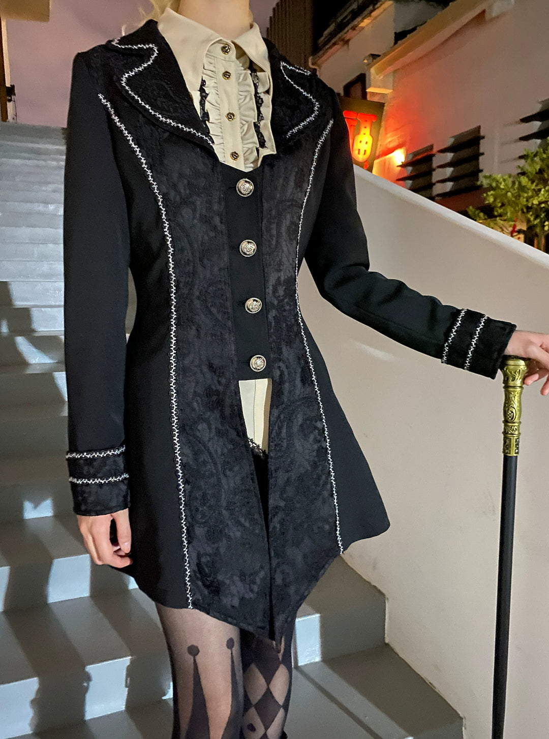 Little Dipper~Oath of the Chapter~Ouji Lolita Suit Embroidered Prince Vest Shorts Coat [Coat] Pure Black S 