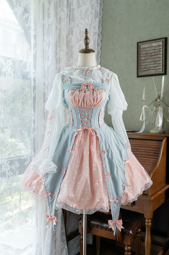 Lemon Honey~Halloween Gothic Lolita Jumper Dress Pumpkin Skirt Dress Dress S Pink blue