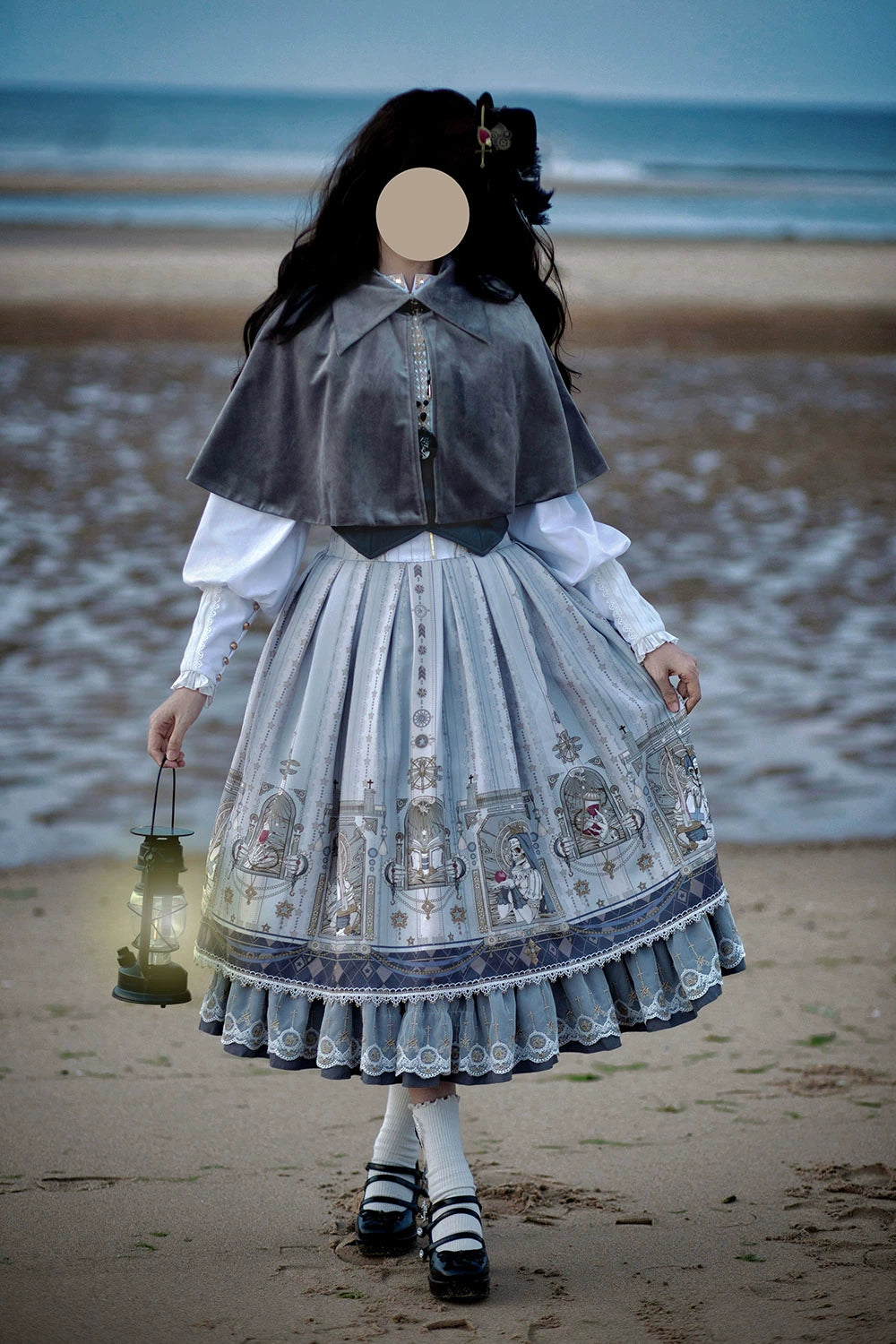 Miss Point - Demon Hunting Notes - Fishbone Gothic Lolita Skirt 33614:433868
