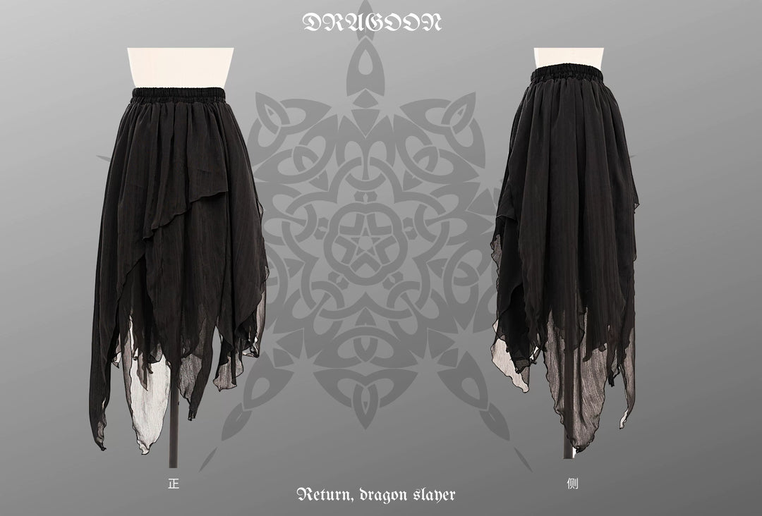 Wuyuzhe~Dragon Knight 2.0 Version~Western Fantasy Style Suit Gothic Shirt Vest Skirt free size black skirt only 