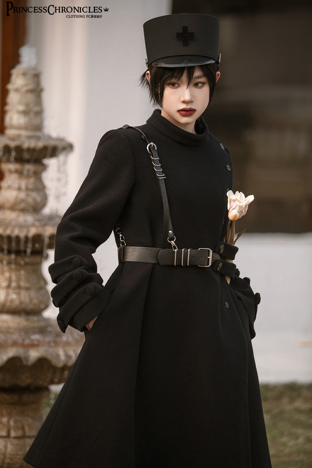Princess Chronicles~Ouji Lolita Winter Black Long Coat   