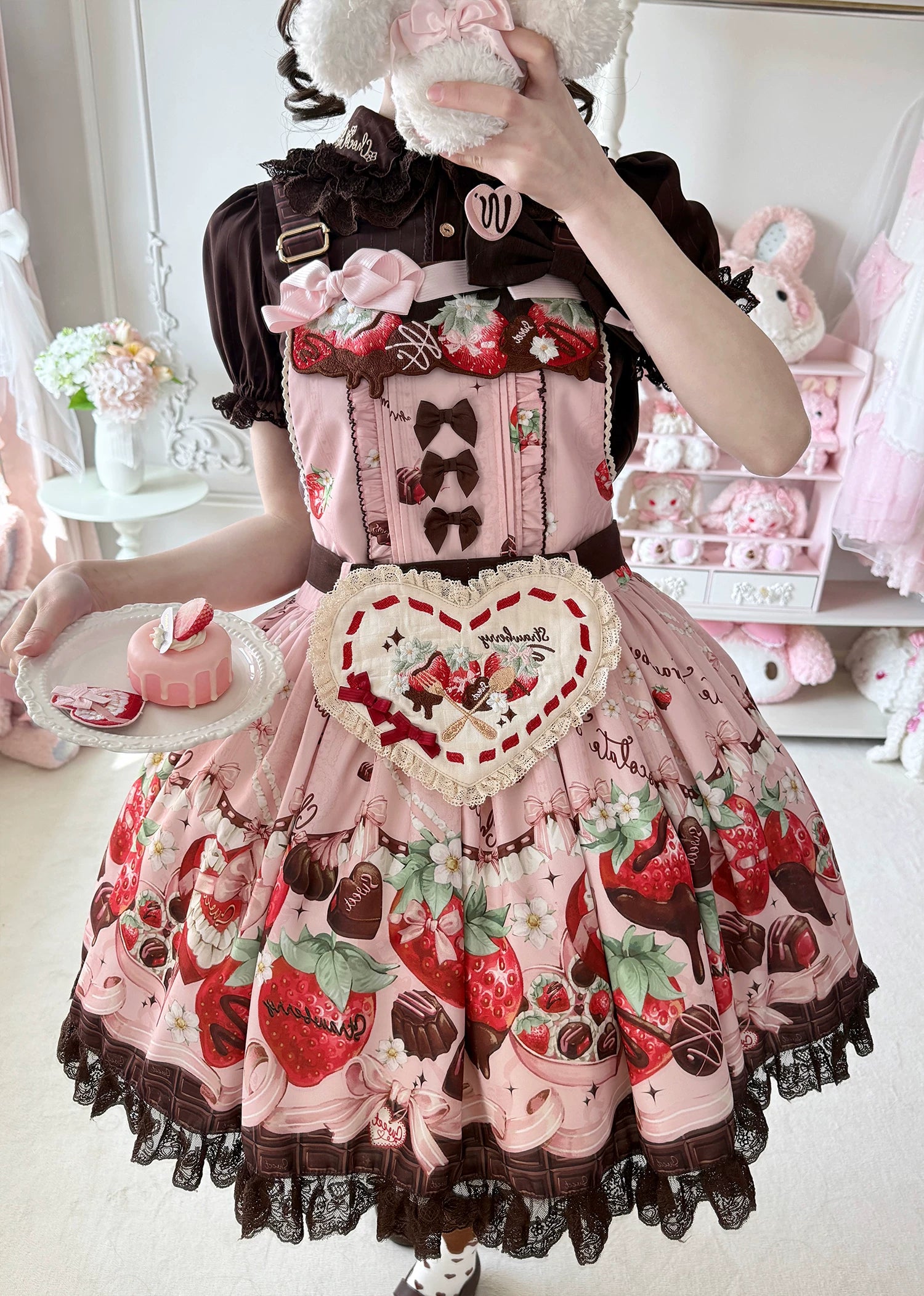 Strawberry Chocolate Lovers - Sweet Lolita Embroidered Printed Accessory 45215:840656