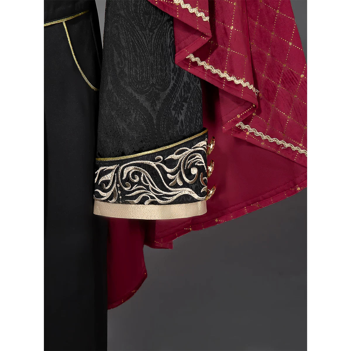 Lucifer's Glory - Military Ouji Lolita Jacket & Pants Suit, Black-Gold Embroidery 46042:873191