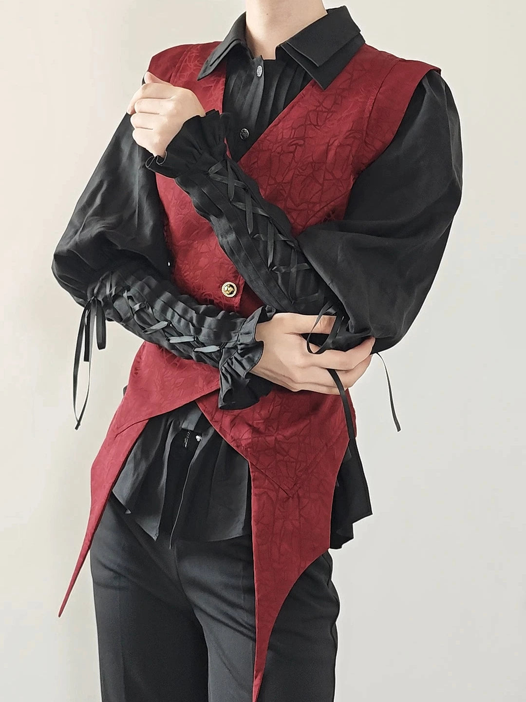 The Lute Player - Gothic Lolita Mutton Sleeves Blouse, Swallow Tail Hem