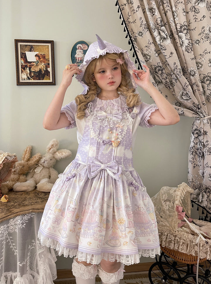 Vcastle~Unicorn Sugar Party~Kawaii Lolita Salopette Suit with Unicorn Hood 42110:726669