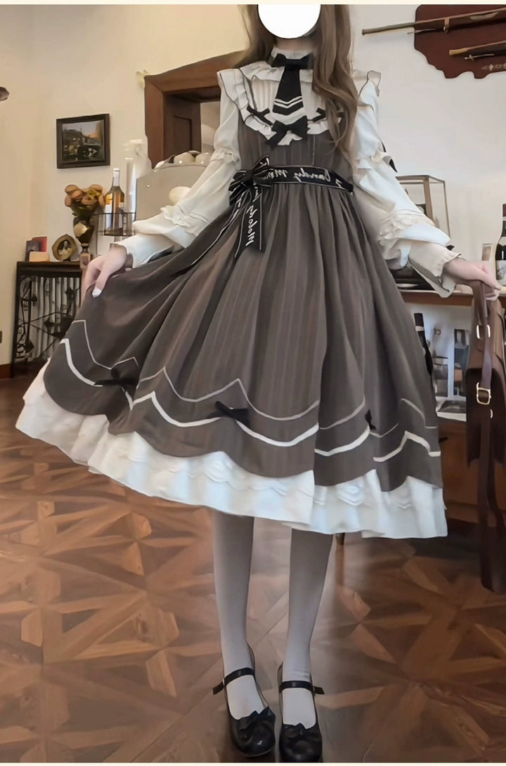 Buling Moon~Sweetheart Puppet~Retro Lolita OP Elegant Daily Lolita Dress   