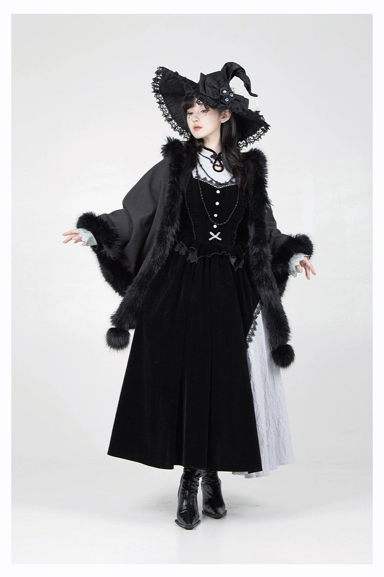 With Puji~Innocent Talk~Halloween Chinese Style Lolita OP Black-silver Gray Dress   