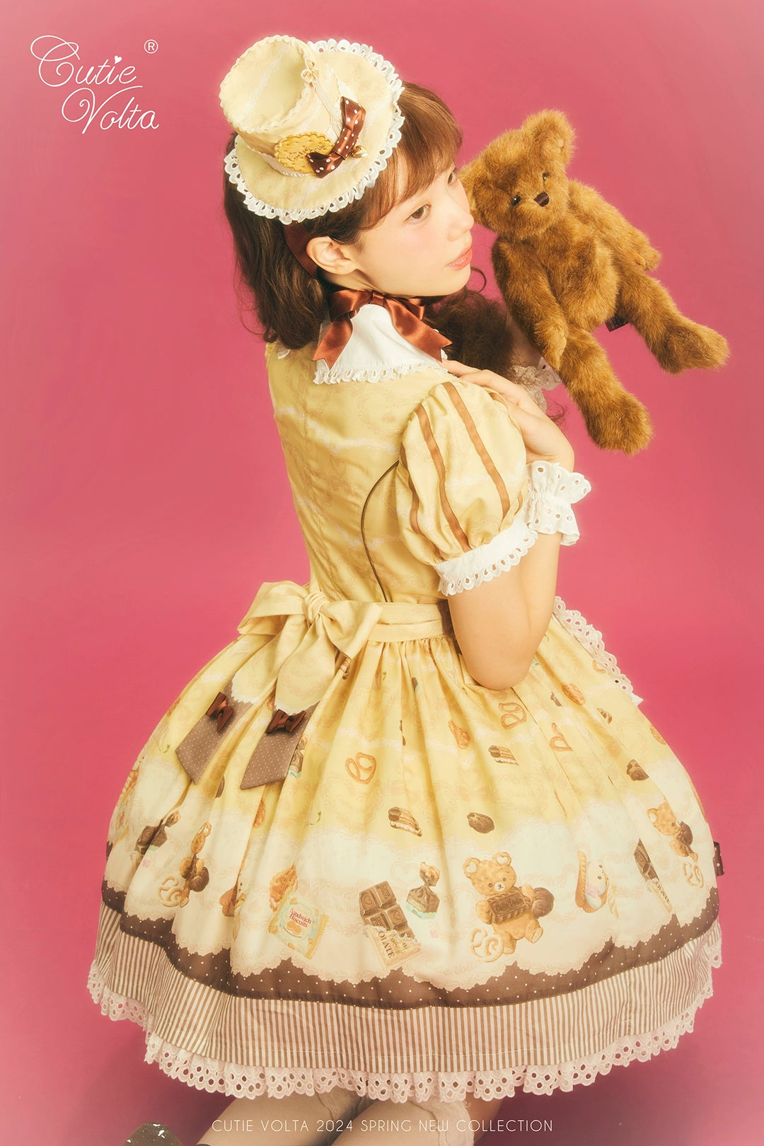 CutieVolta~Blissful Confectionery~Sweet Lolita OP Dress Bear Print JSK   