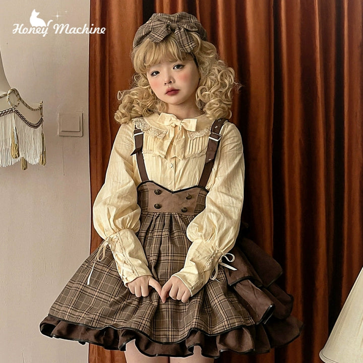 Honey Machine~Vanilla Latte~Retro Lolita Shirt Mutton Sleeve Innerwear   