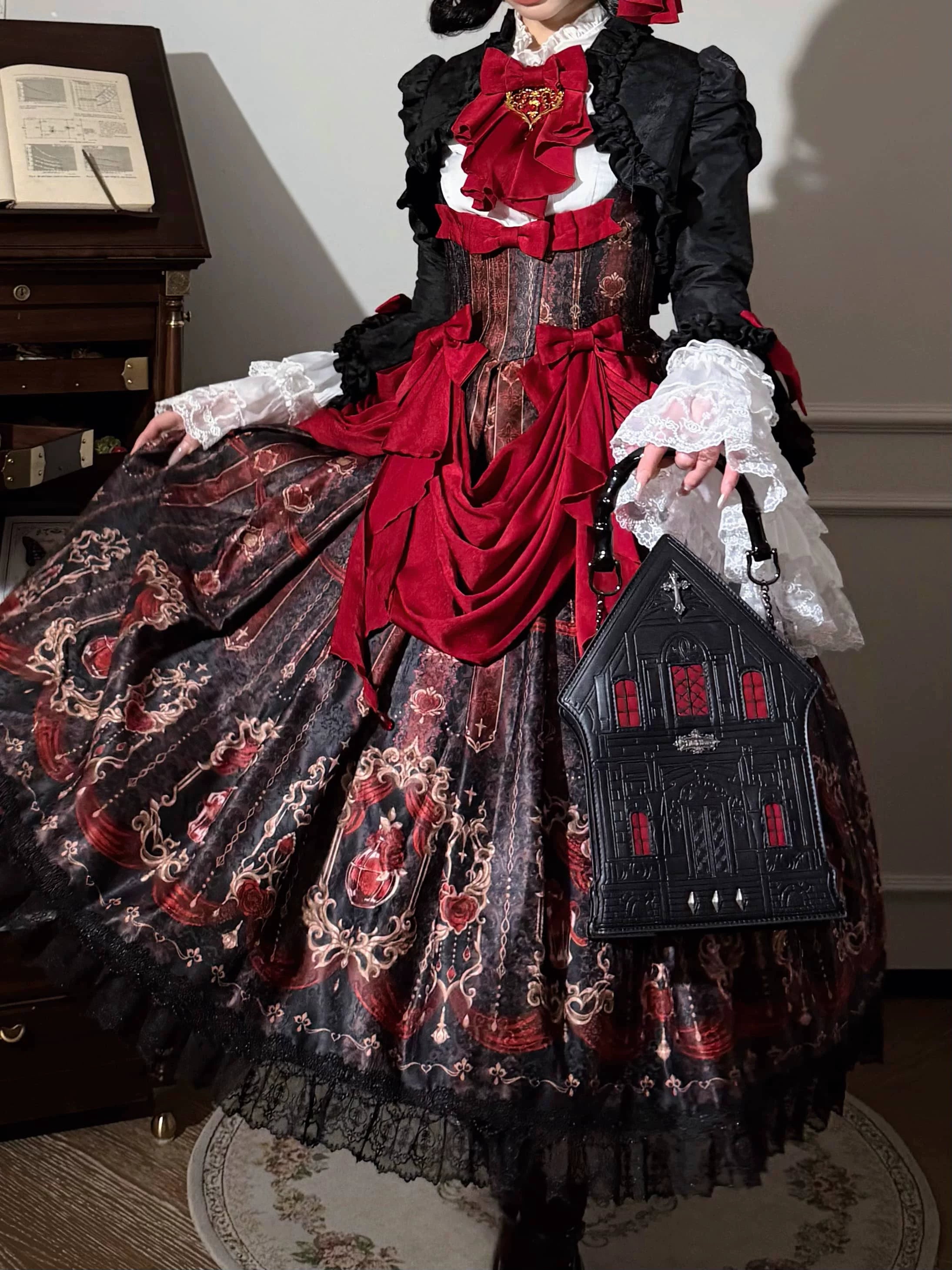 Perfume Bottle - Gothic Lolita Bust-support Printed JSK Dress Set 45738:860408