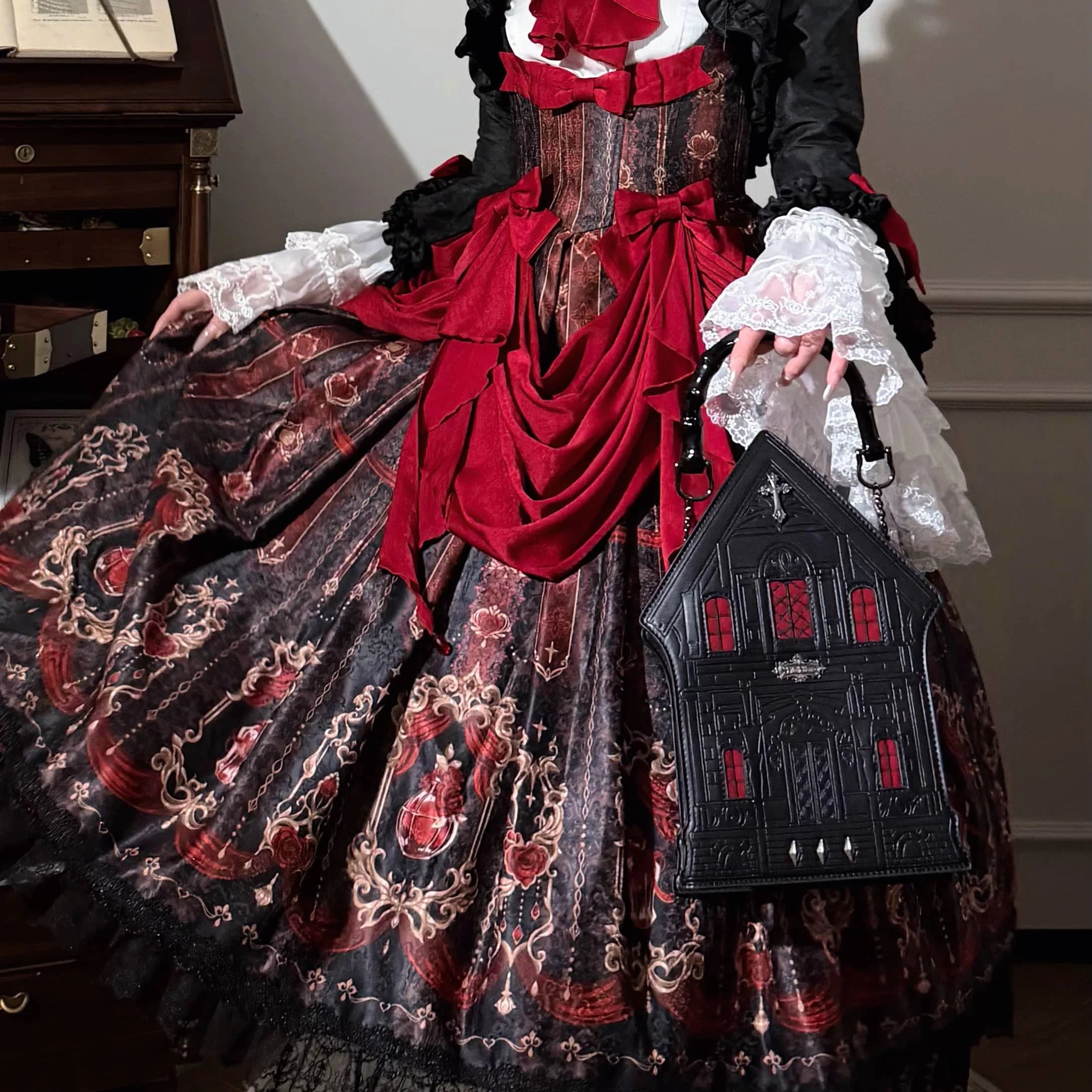 Perfume Bottle - Gothic Lolita Bust-support Printed JSK Dress Set 45738:860414
