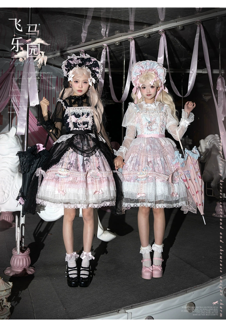 Urtto~Pegasus Park~Sweet Lolita JSK Dress Dual Color Princess Lolita Dress Set