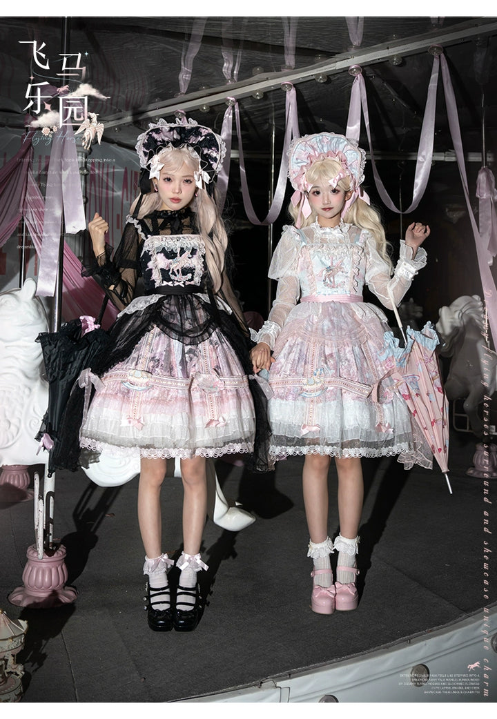 Urtto~Pegasus Park~Sweet Lolita JSK Dress Dual Color Princess Lolita Dress Set