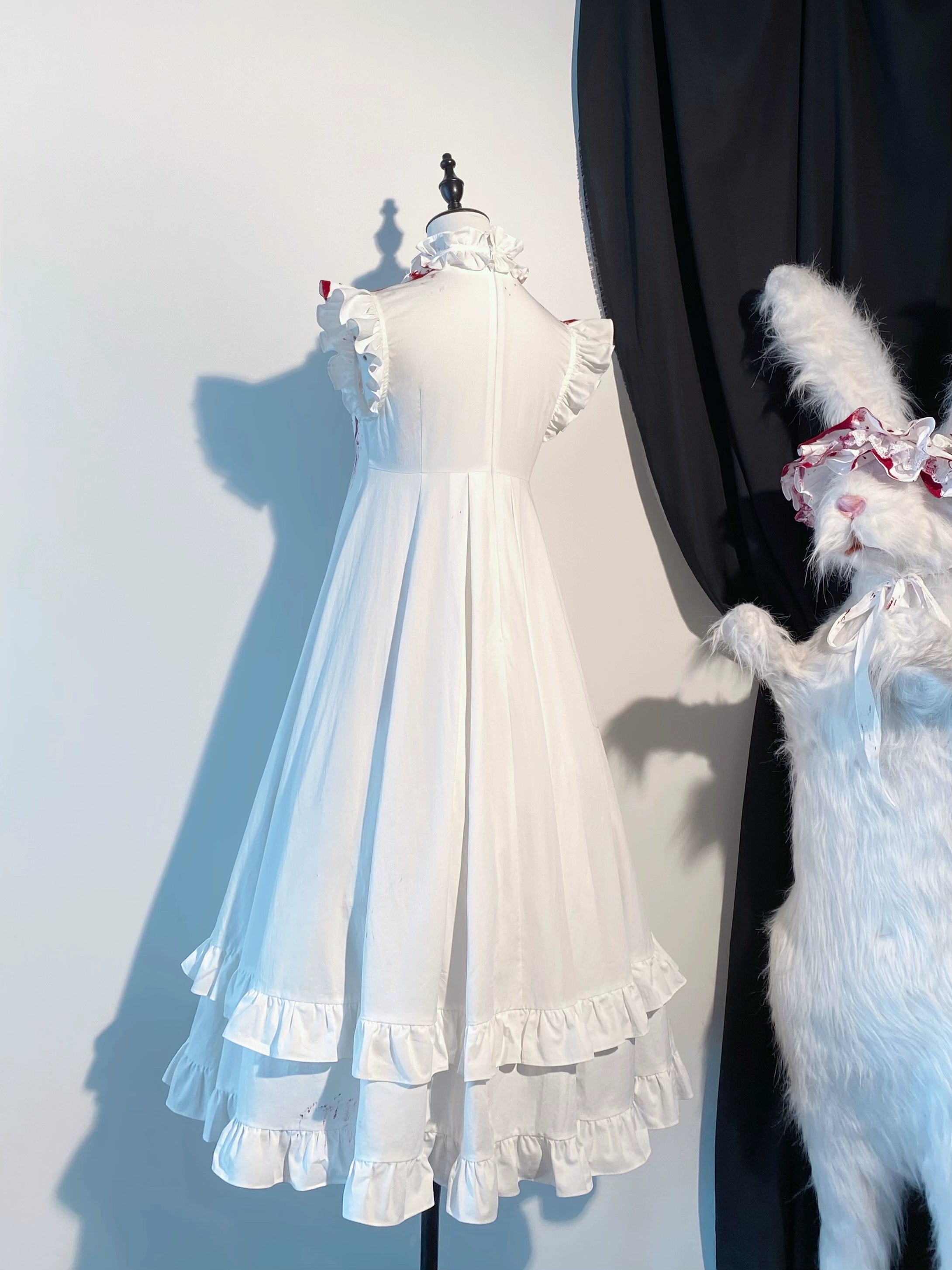 Flower Messenger - Dream & Slumber - Gothic Lolita Blood Print Dress, Detachable Sleeves 44356:805239