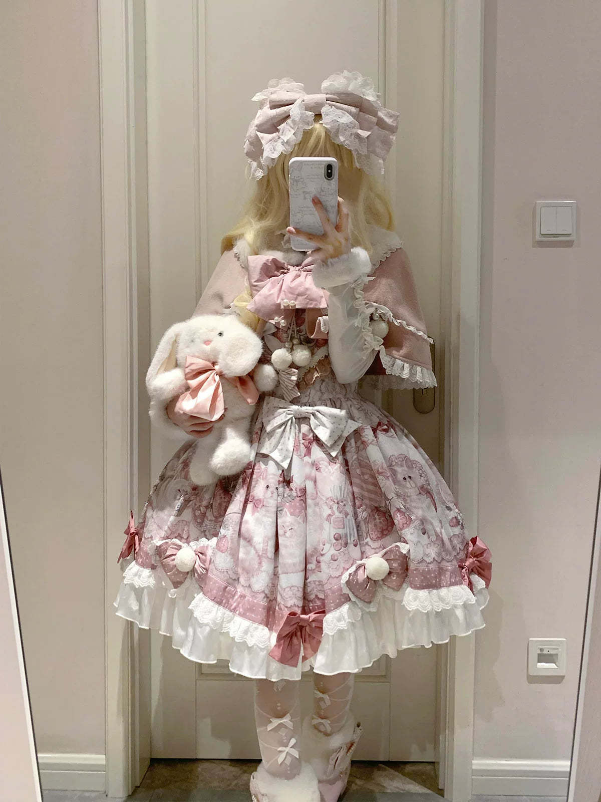 Matutu - Dessert Catlets - Sweet Lolita JSK, Strawberry And Cat Prints