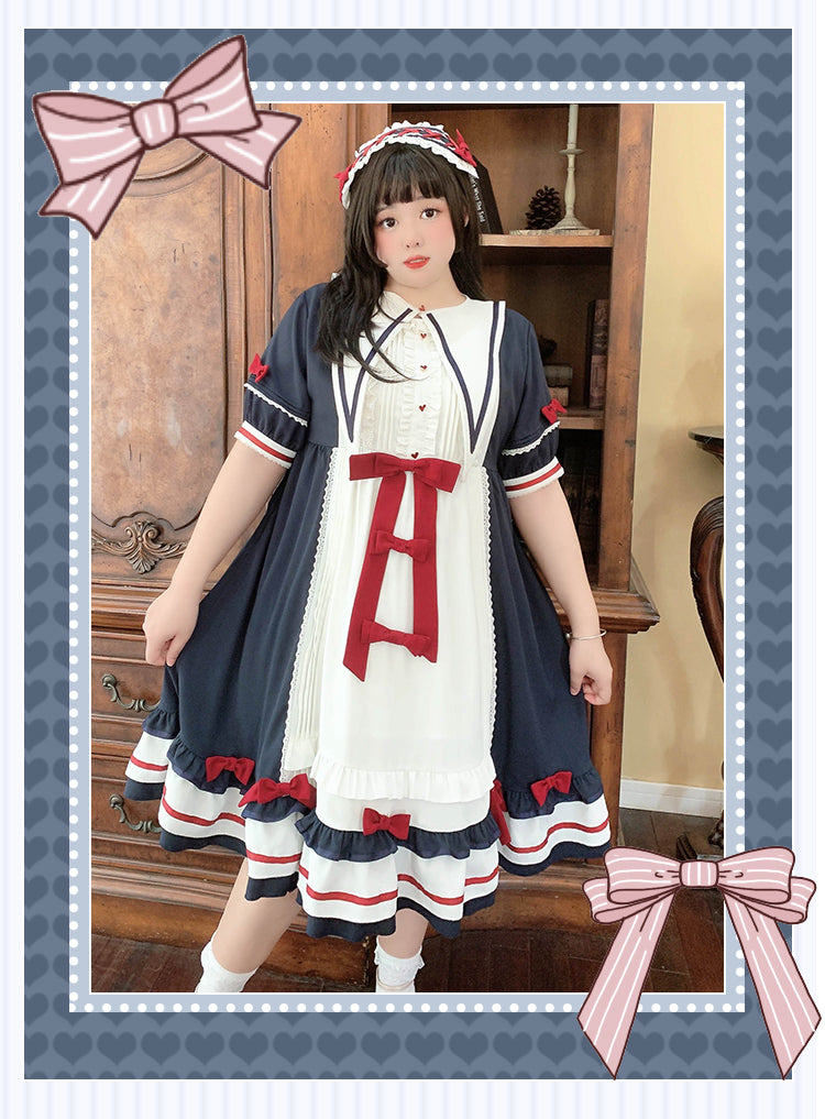 Niu Niu~Candy Sweethearts~Plus Size Lolita OP Short-Sleeve Princess Dress