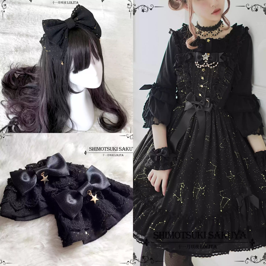 Sakuya Lolita~Whisper Of Stars~Constellation Foil Printing Elegant Lolita High Waist JSK Dress   