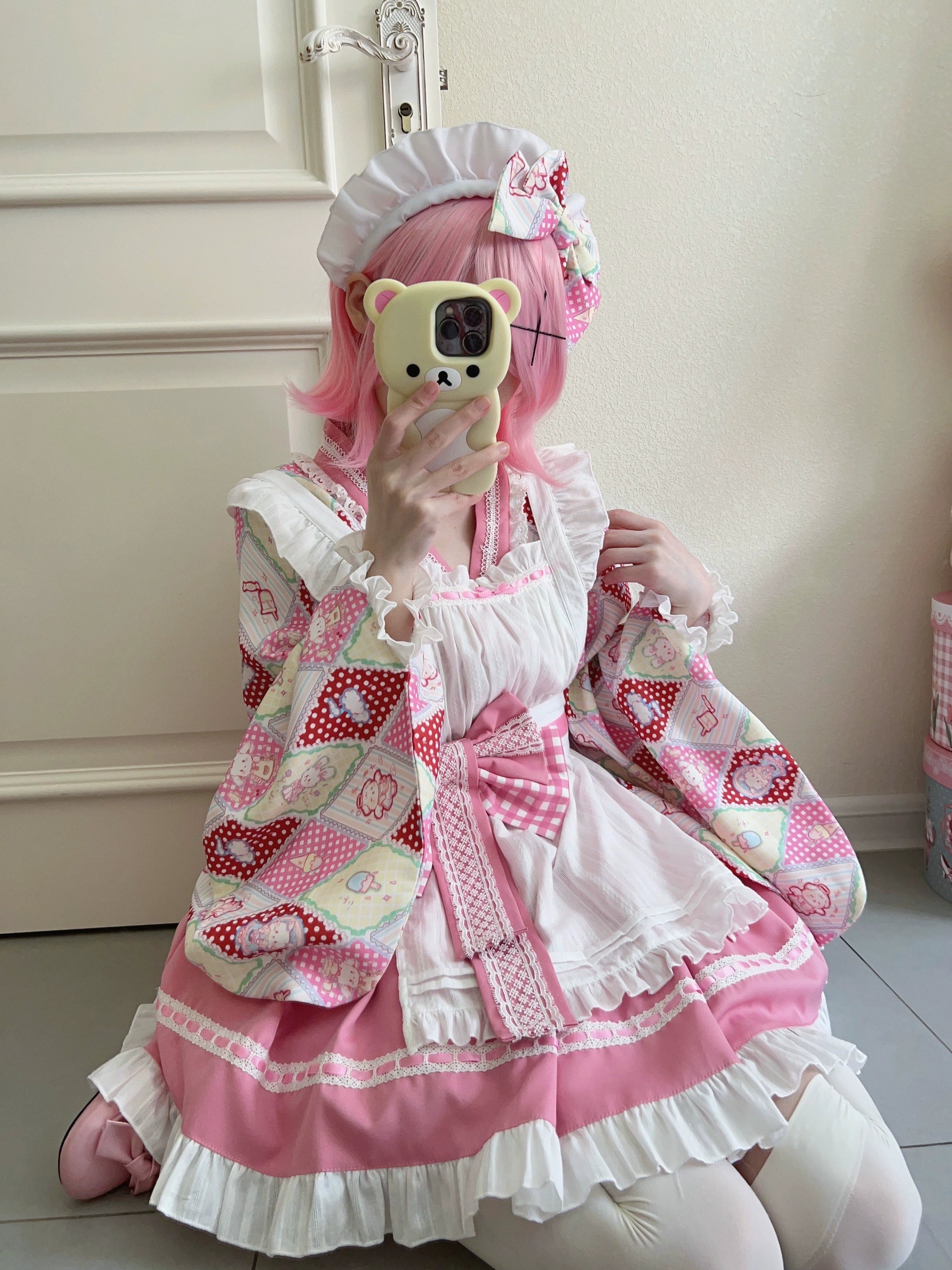 Sugar Girl~Showa Sweetness~Maid Wa Lolita Skirt Set Cute Summer Lolita Bow Apron 35422:520324