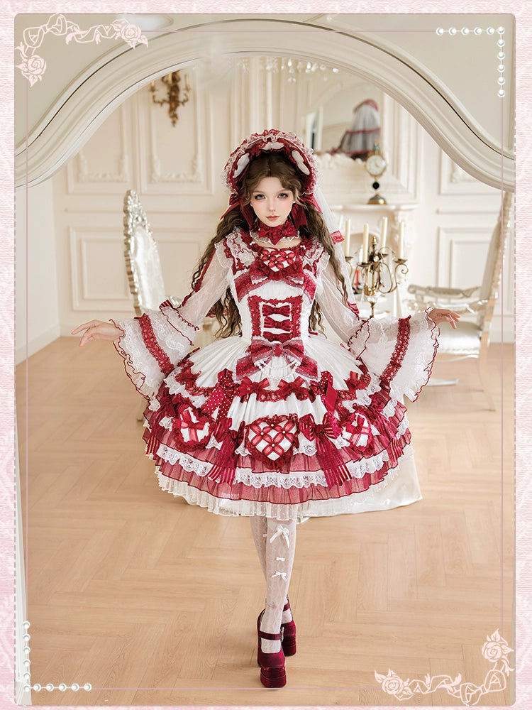 Shuang Sheng Xiao Xiong - Heart of Love - Sweet Lolita Wedding JSK, Bow Details 44306:803155