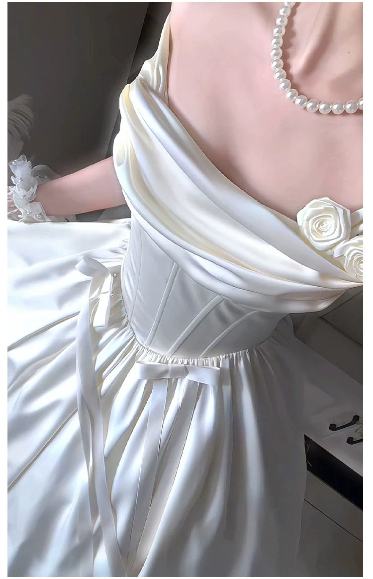 For Beloved - Classic Lolita Satin JSK Dress Set, Fishbone Waist 45039:835169