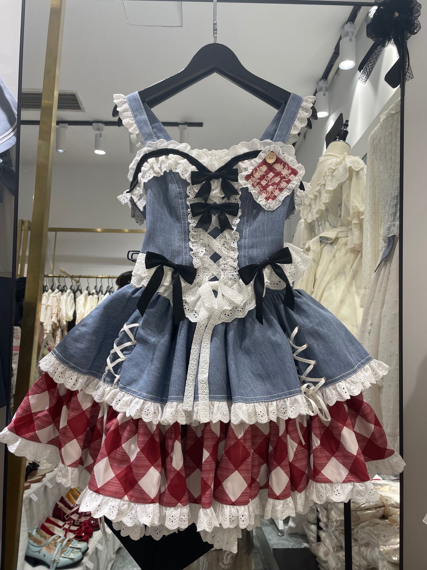 Kuma~Sweet Cowboy~Sweet Lolita Pastel Colors Denim Skirt Set   