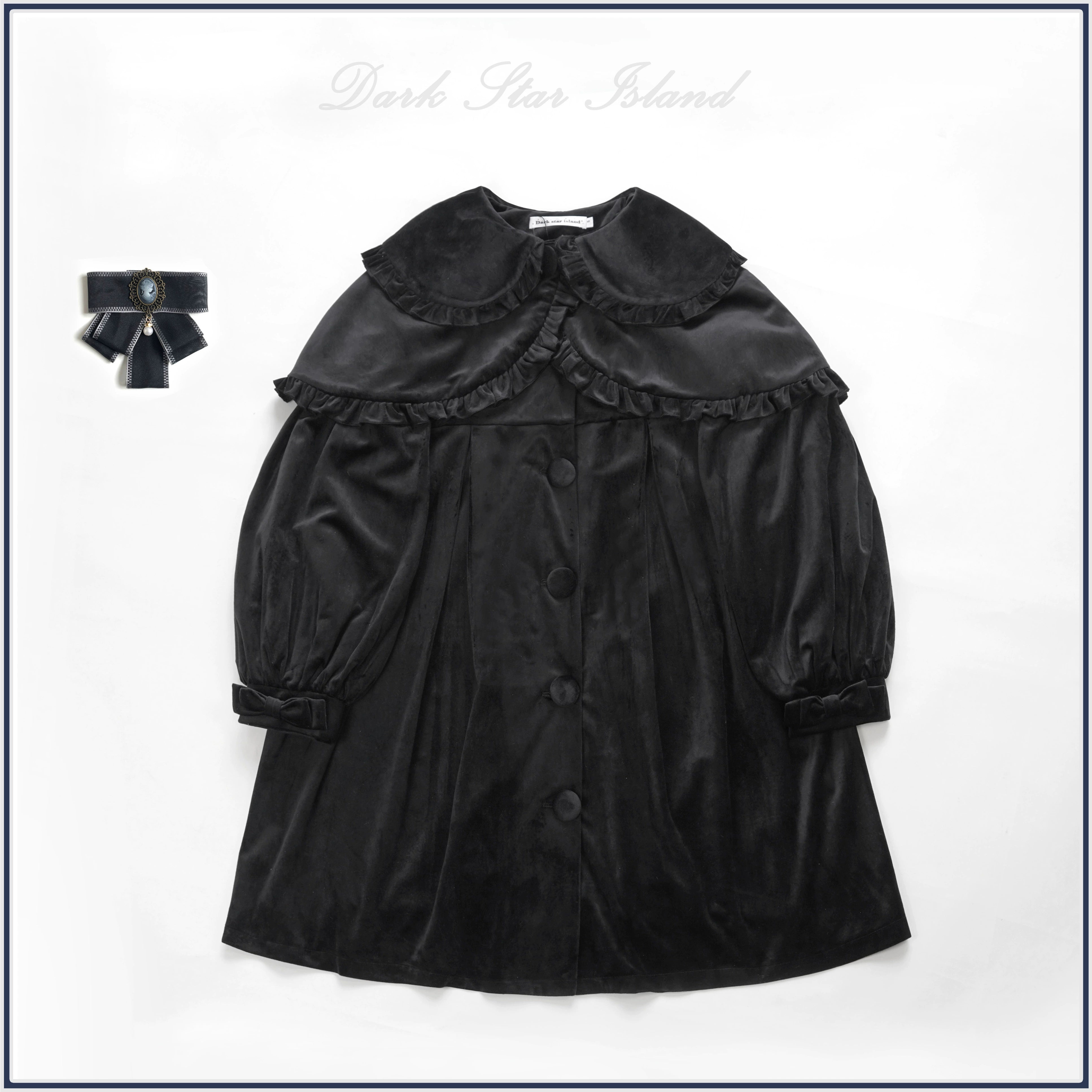 Dark Star Island~Winter Lolita Cape Velvet Antique Lolita Coat (L M S / Black) 32870:394856