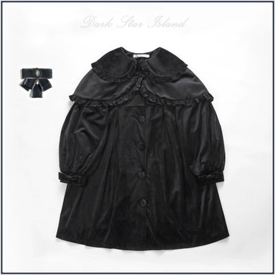 Dark Star Island~Winter Lolita Cape Velvet Antique Lolita Coat S Black 
