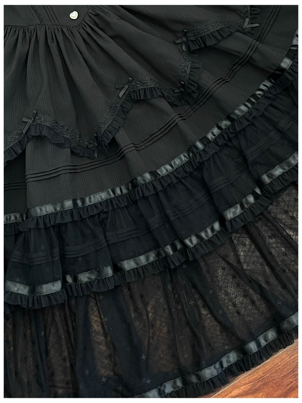 Classic Lolita OP Dress, Tulle Skirt with Cross Accent