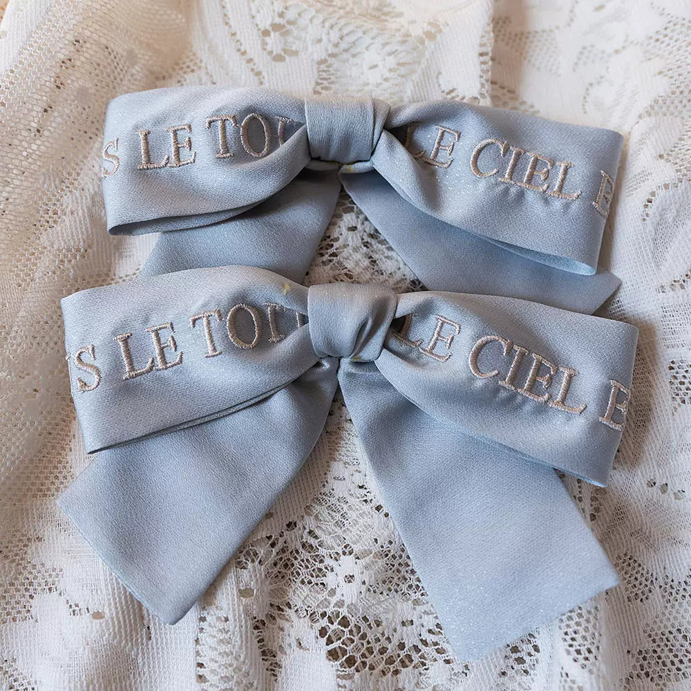 JS Lolita~Paris Holiday~Elegant Lolita Bonnet Choker Lolita Accessories(Not Sold Individually) Blue Side Clips (a pair) Free size 