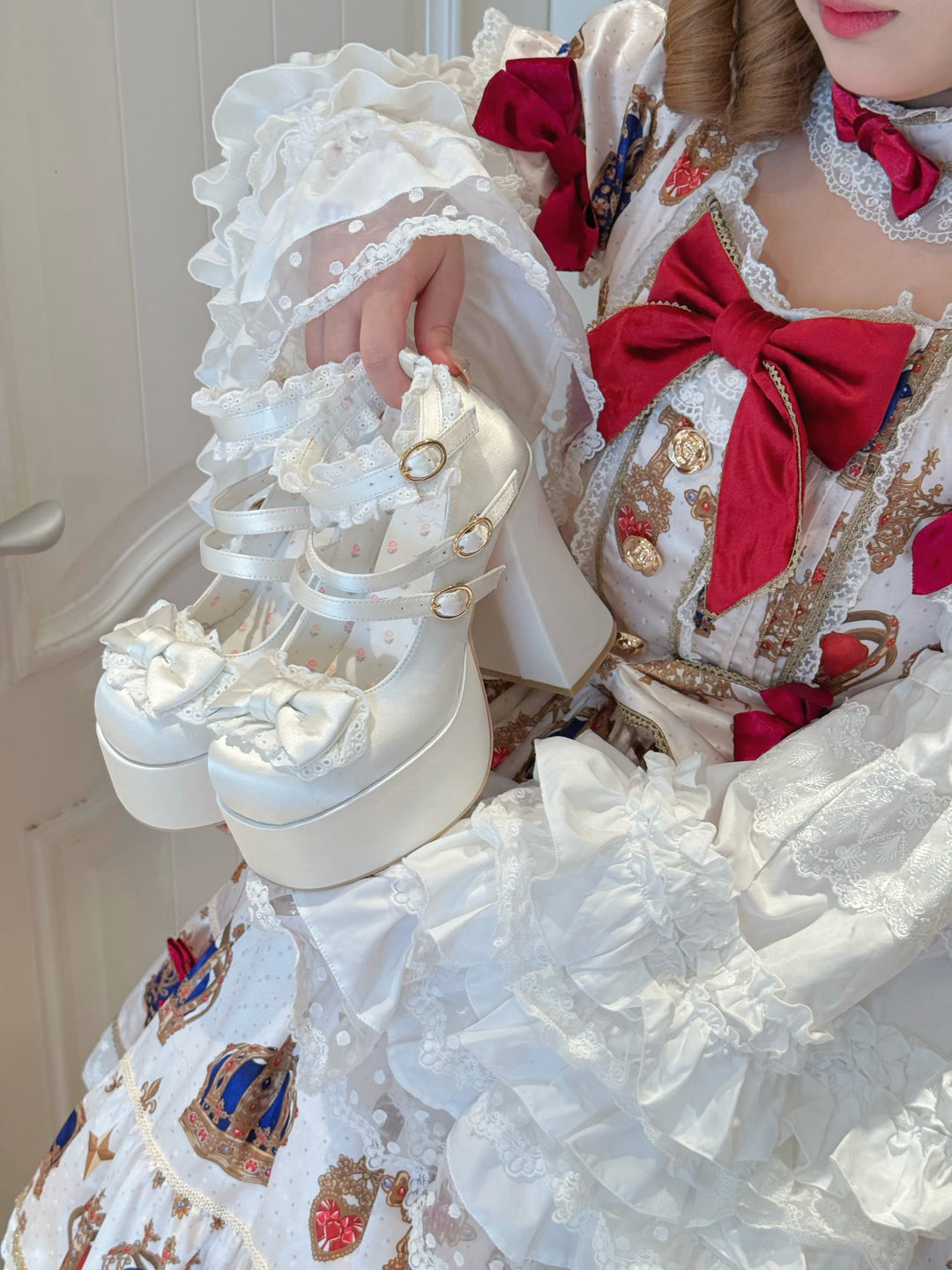 Pure Tea For Dream~Otome Fairy Tale~Sweet Lolita Shoes High Platform Satin Heels 42091:726169