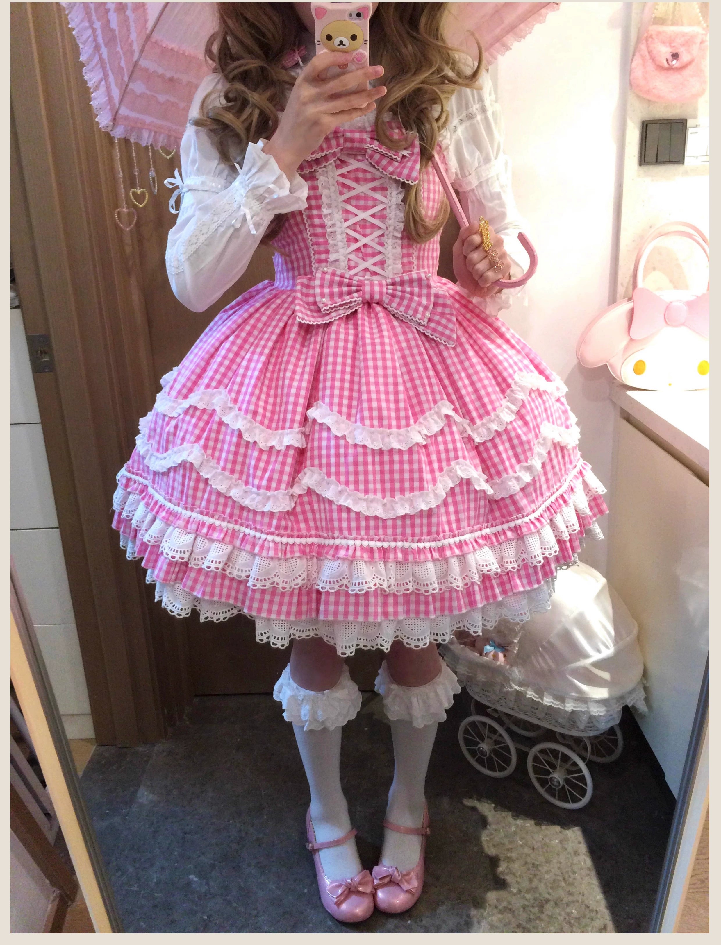 TaTaTa Lolita - Plaid Baileys - Old School Lolita Pink Plaid JSK 43380:774647