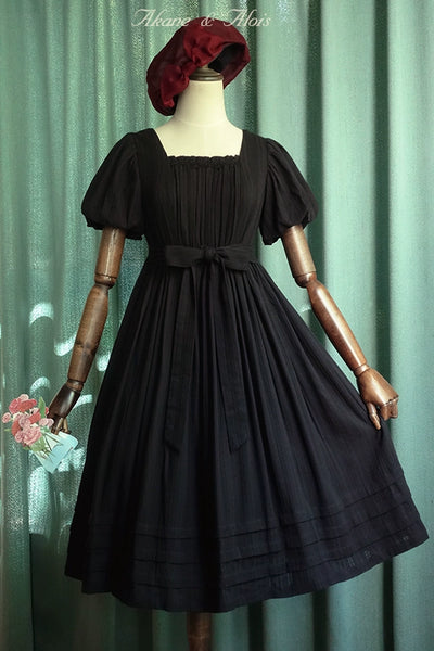 Akane Alois~White Night~Elegant Lolita Black High Waist Dress   