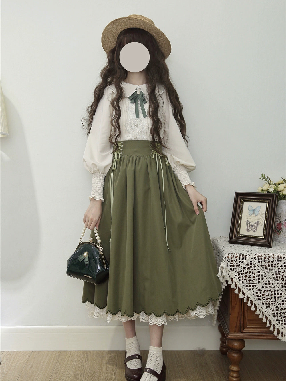 EESSILY - Countess's Autumn Travel - Vintage Lolita Shirt and Skirt 44247:800601
