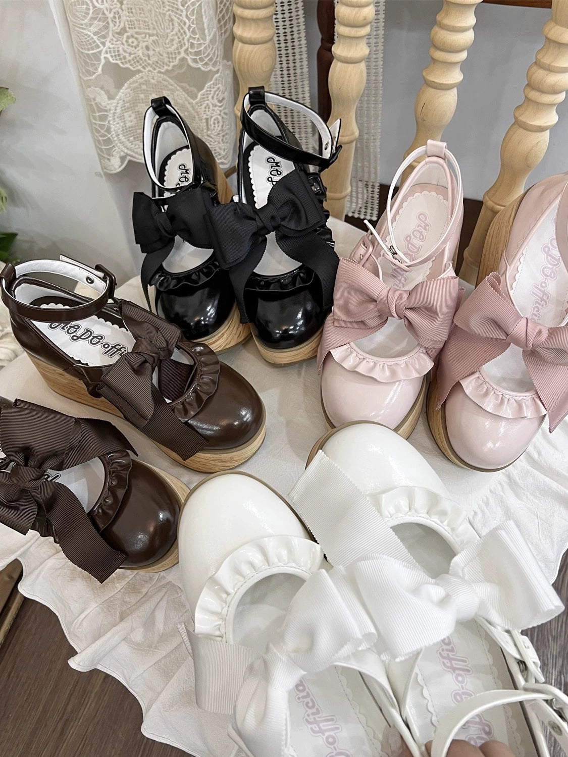 MODO - Shaking Platform - Kawaii Lolita Platform Heels Shoes, Detachable Bow 43860:787421