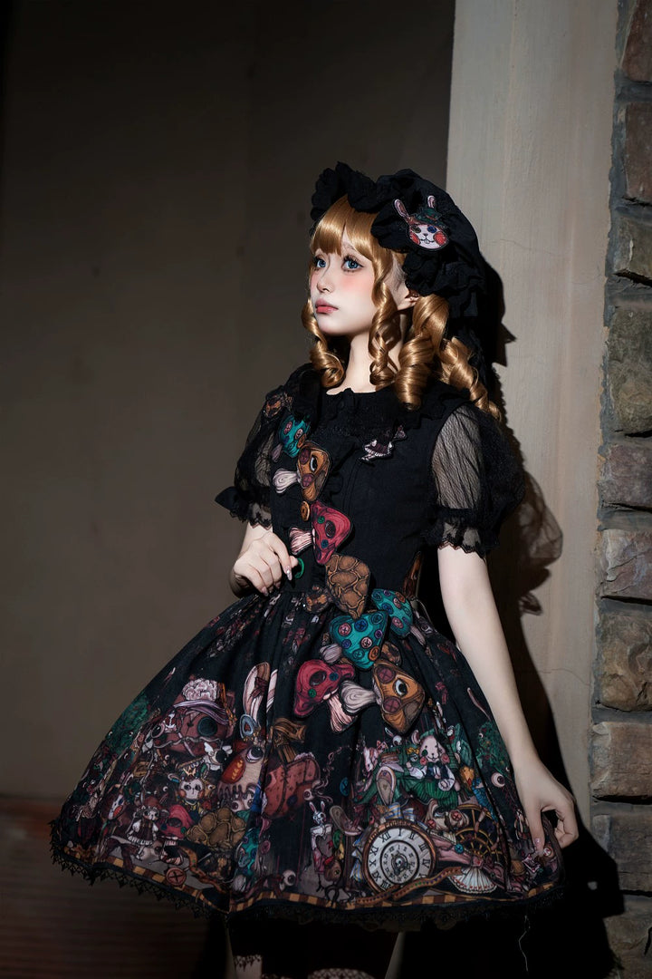 Frozen in time~Rabbit Kingdom~Gothic Lolita JSK Suit Printed Lolita Dress