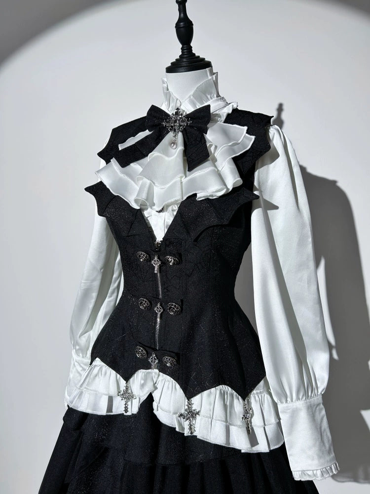 Letters from Unknown Star~Bloodline Duke~Gothic Lolita SK Suit Spider Web Vest and Blouse