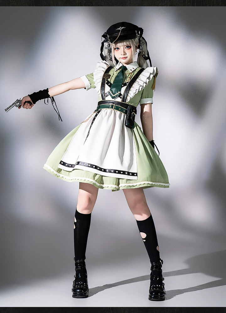 Forest Fluorescent Carps~Girl's Weapon~Military-Inspired Maid Lolita OP Suit