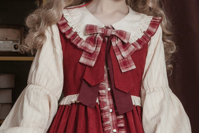 Your princess~Little Red Cap~New Year Sweet Lolita Burgundy Princess OP Christmas   