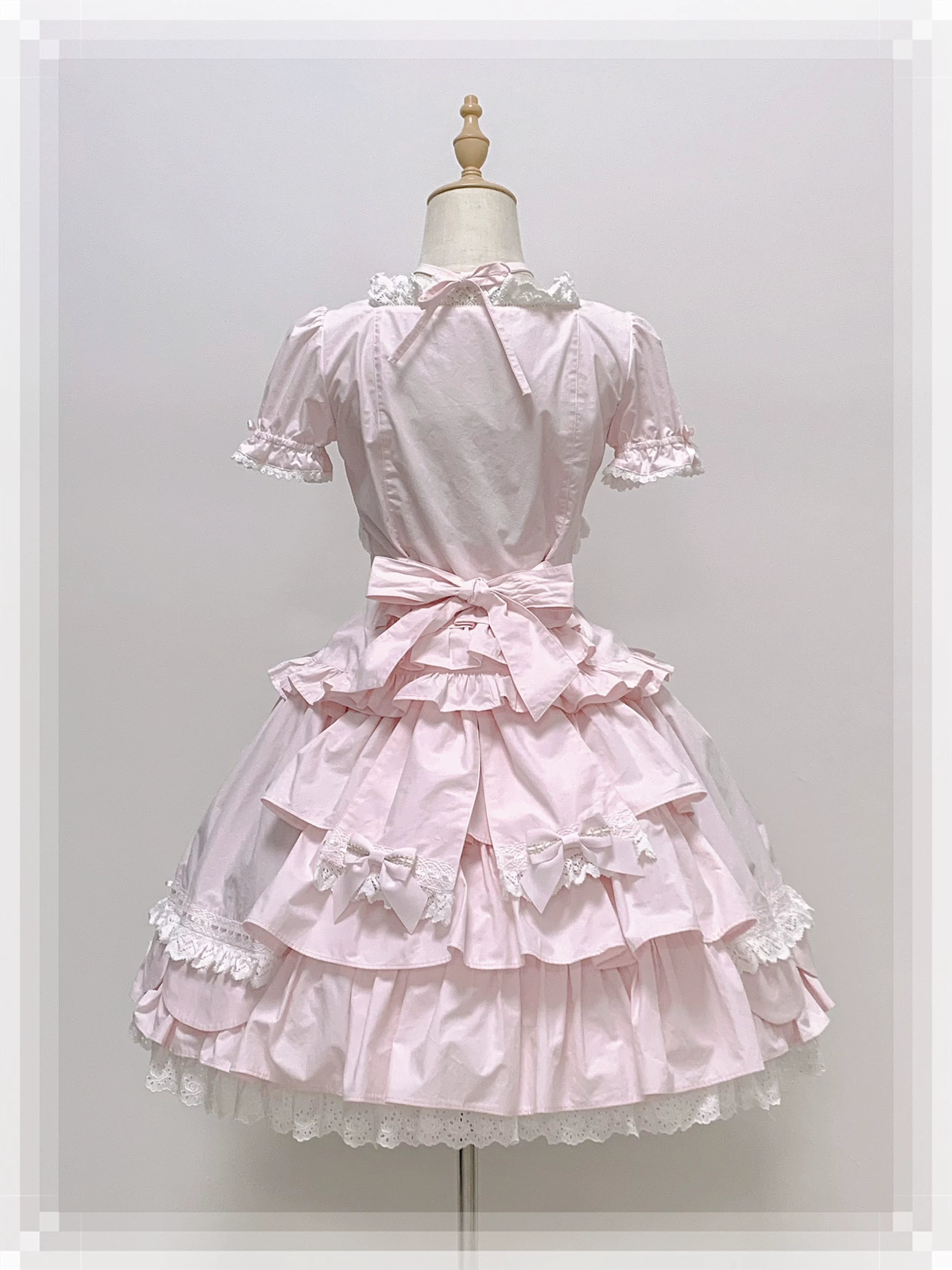 Haruhime Momoko - Cotton Old School Lolita Skirt with Tiered Back Overlay