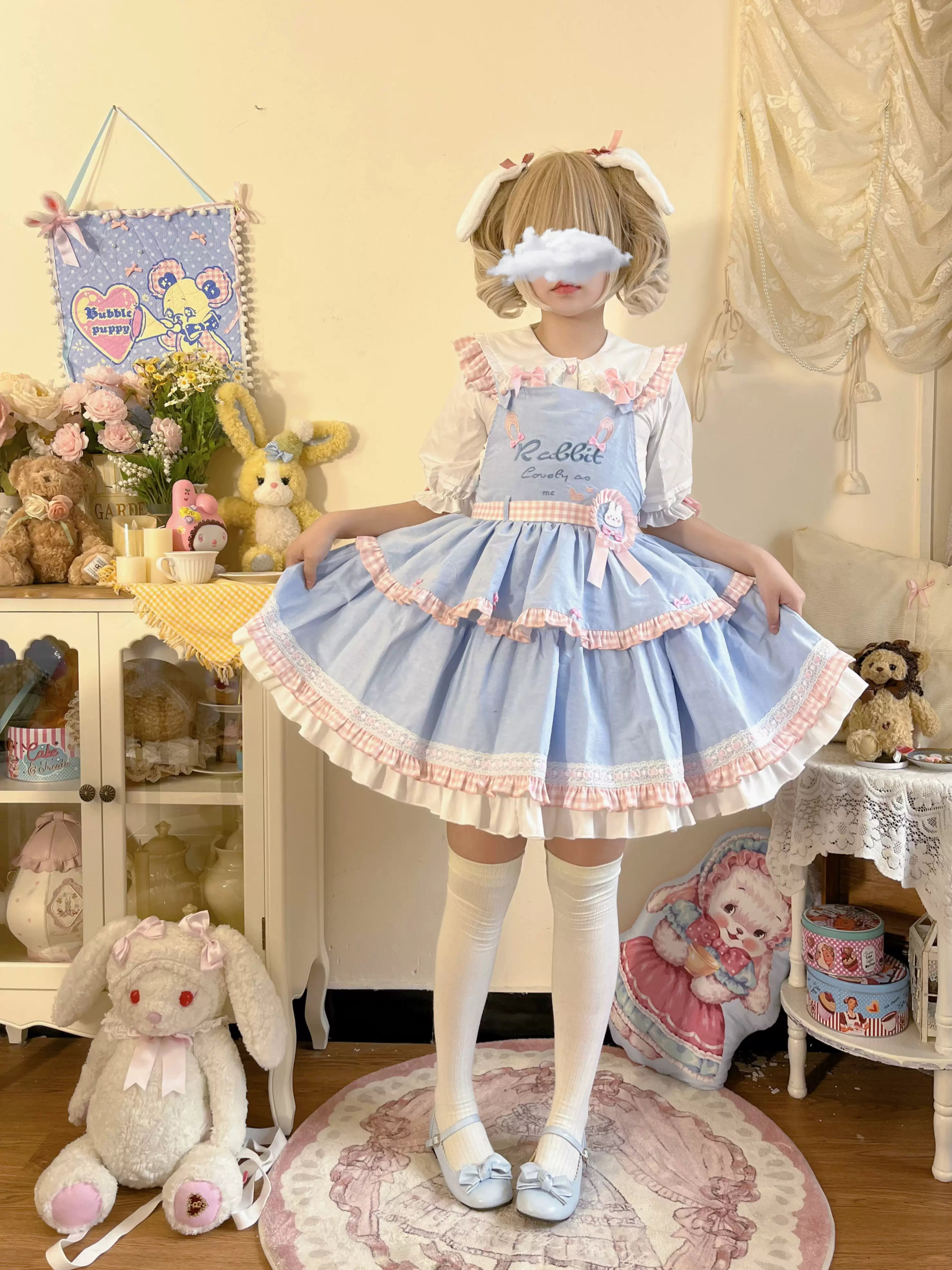 Cute Rabbit - Sweet Lolita Short Sleeve Shirt, Bunny Ears