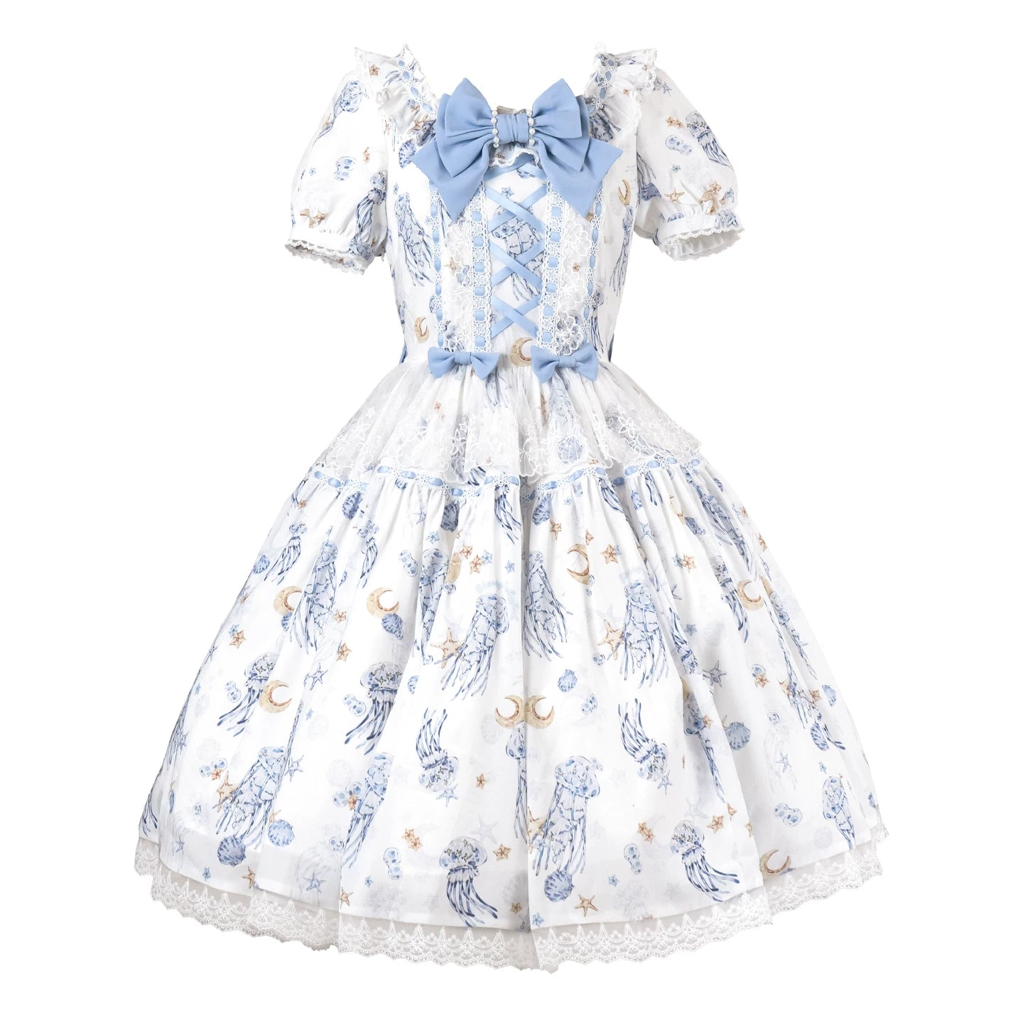 Starry Jellyfish - Printed Classic Lolita JSK Dress, Short Sleeve OP (L M S) 45153:836778