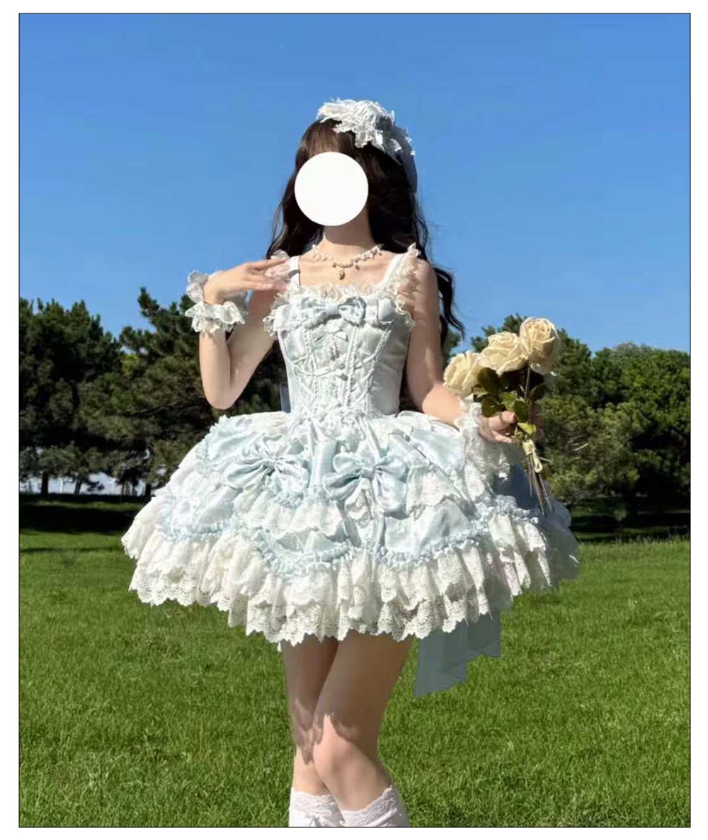 Realm of Sea Moon - Sweet Lolita Jacquard JSK, Boned Waist & Petal-shaped Hem