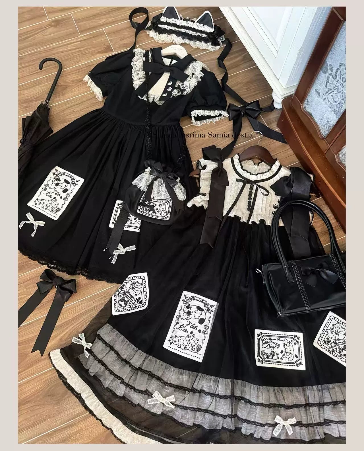 MEEKWIND - My Little Kitten - Doll-Like Lolita OP, Detachable Waist Ties 44223:799005